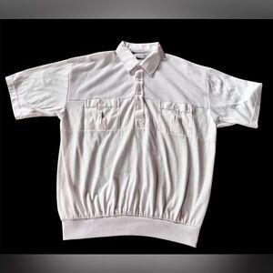 Vintage 80s Sedgefield Cream Color Banded Polo T Shirt Men Size Large